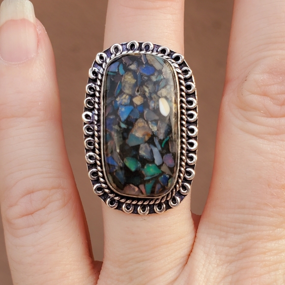 New Copper Ethiopian Opal 925 Silver Ring. - Picture 2 of 16
